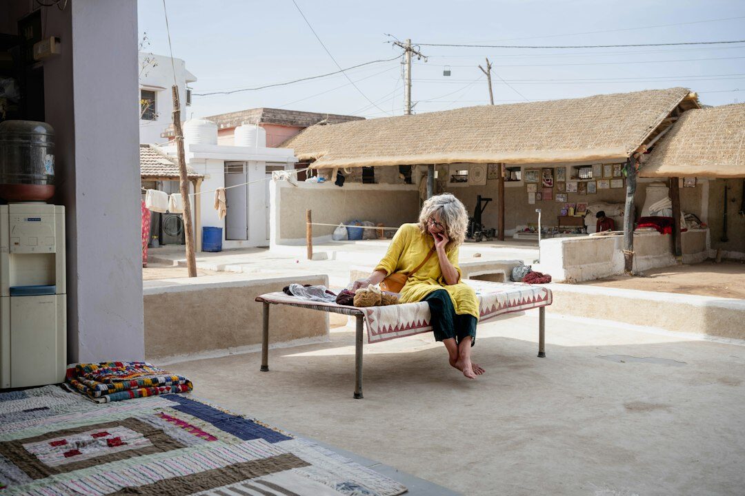 elderly woman portrait in village