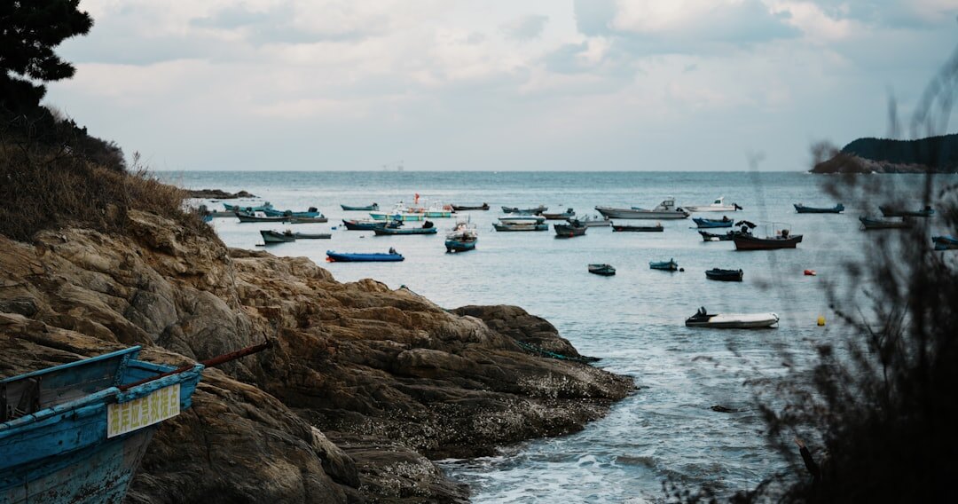 Wooden fishing boats resting on a coastal shore
